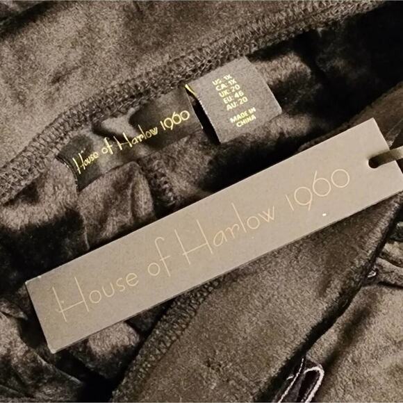 House Of Harlow 1960 Nicole Richie Black Velvet Velour Jogger Pants plus size 1X - Picture 3 of 9